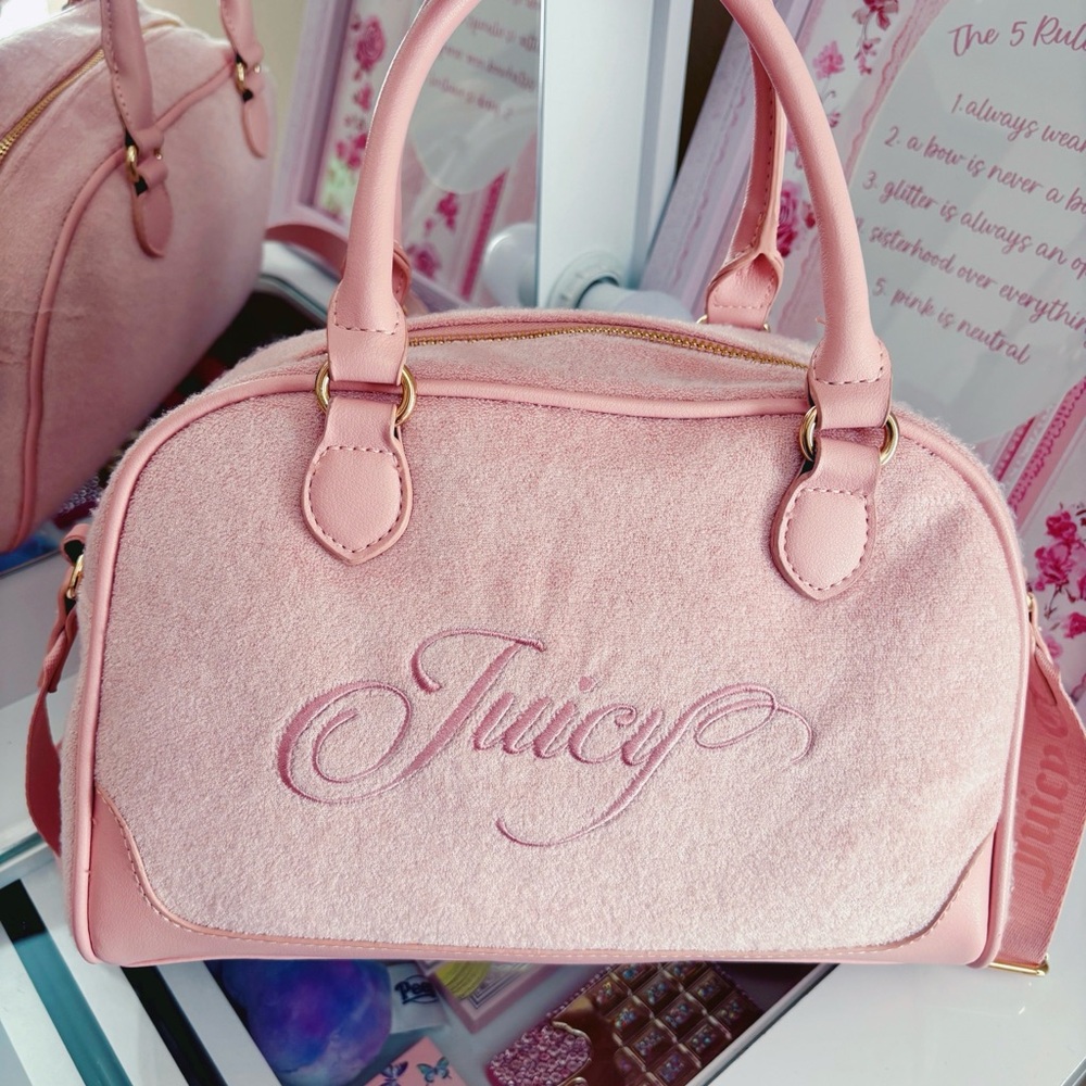Juicy Couture Pink Bowler Satchel with Gold Hardware